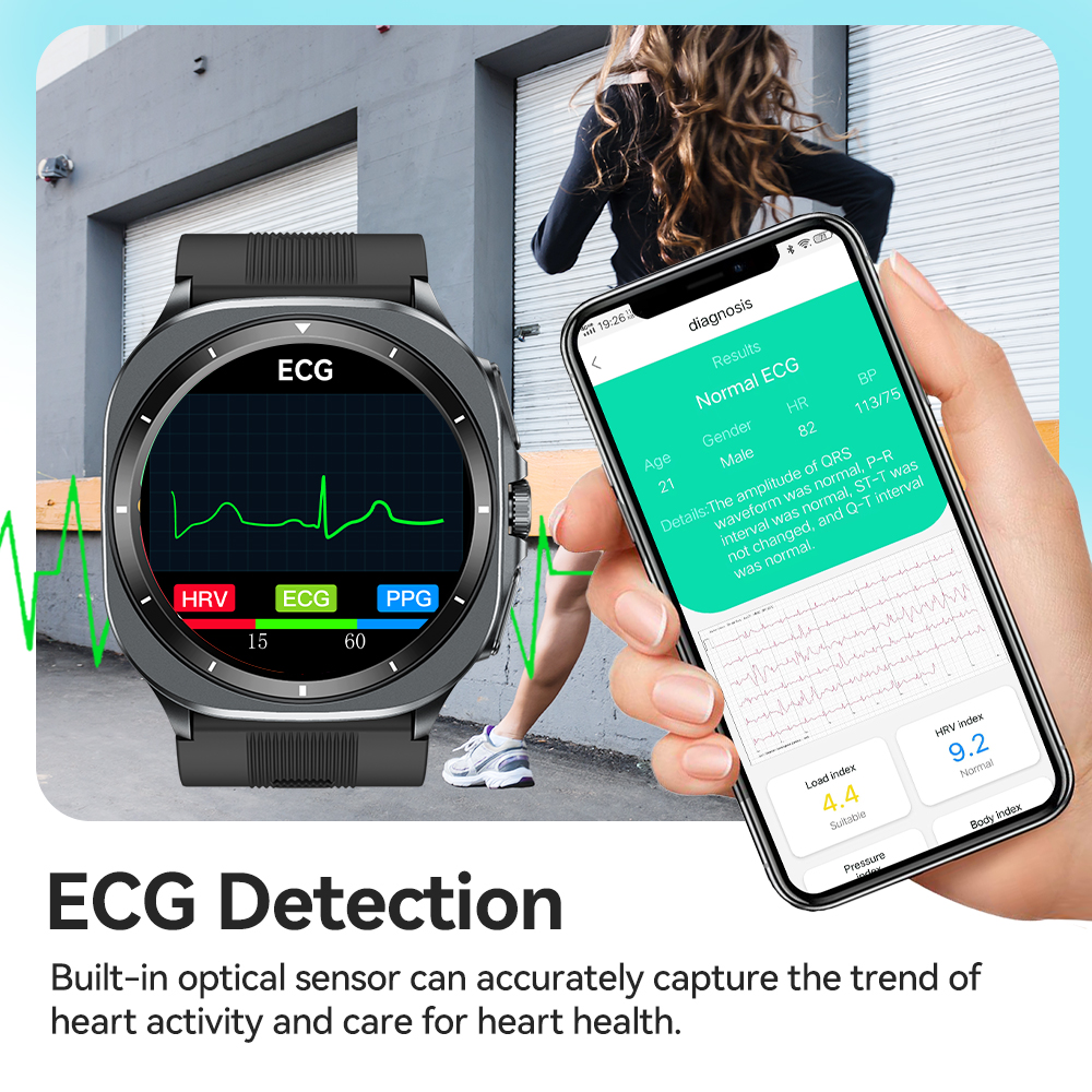 NOYAFA New ECG+PPG Blood Fat U - مراجعة Fall Detection Watch وسعره