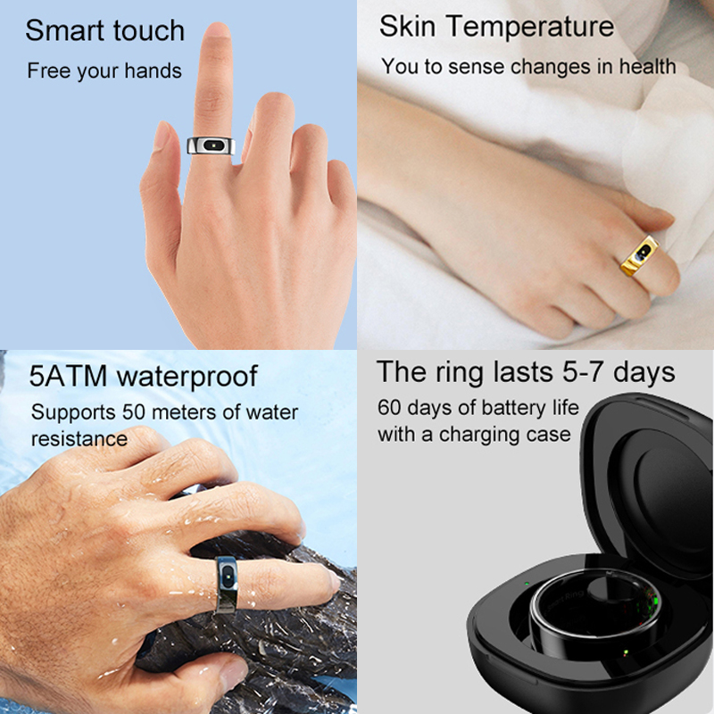 Smart Ring Men Women with Char - مراجعة Temperature Ring Skin وسعره
