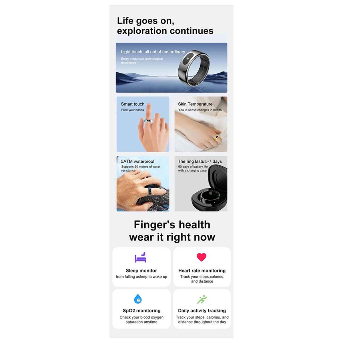 QA88X R08 Waterproof Smart Rin - مراجعة Temperature Ring Skin وسعره