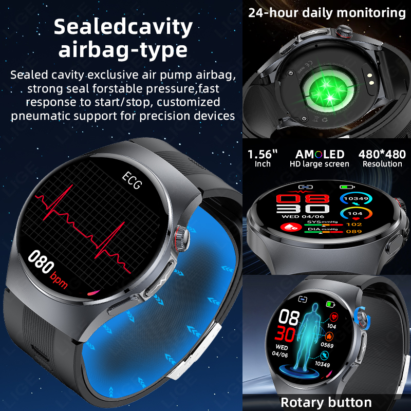 LIGE New Airbag Air Pump Accur - مراجعة Fall Detection Watch وسعره